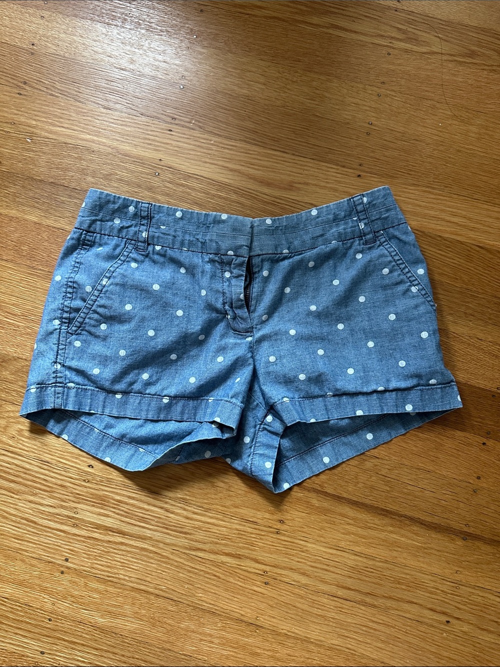 J. Crew Blue Chambray Polka Dot Shorts